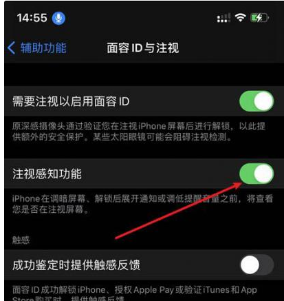 吴桥苹果14维修网点分享iPhone14注视感知功能有什么用 